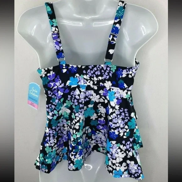 Swim Solutions $72 Dancing Queen Triple Tiered Tankini Swim Top Size 8 - Picture 3 of 4